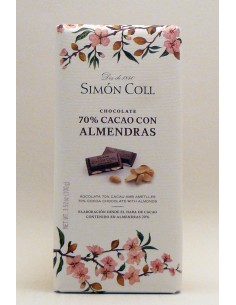 Chocolate 70% cacao con almendras Simón Coll 100gr