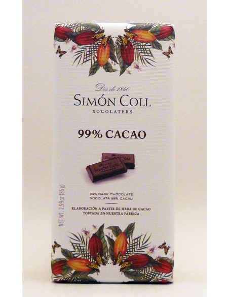 Chocolate 99% cacao Simón Coll 85gr