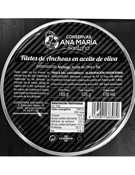 Acciughe in scatola Ana Maria Gold Series Tin 165 g.