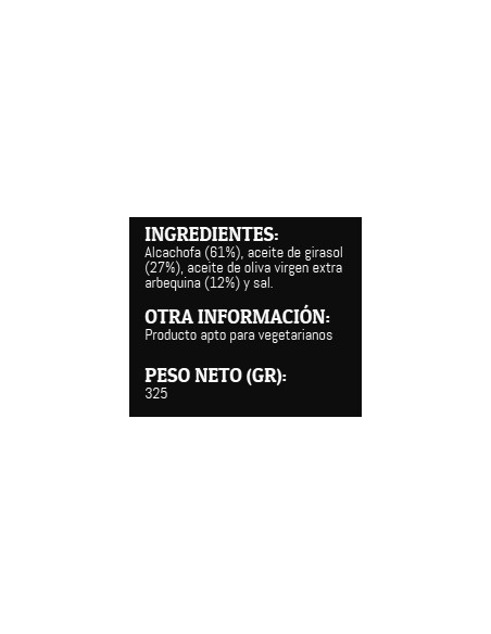 Etiqueta Corazones de alcachofa en aceite Rosara 325 grs.