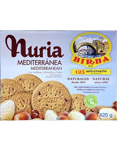 Nuria Mediterraneo Birba biscotti per 420 grammi.