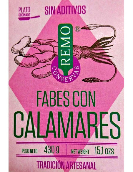 Fabes con calamares Conservas Remo 425 grs.