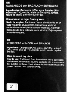 Cigrons amb bacallà i espinacs El Yantar de Pepe 430 grs. 2