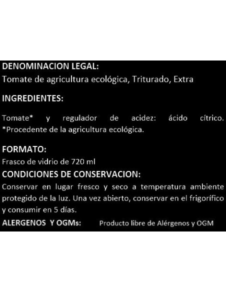 Tomate triturado agricultura biológica Pedro Luis 660 grs.