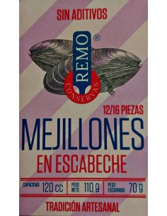 Pickled mussels Preserves Remo 12/16 pieces 110 grs.