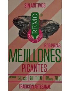 Musclos en escabetx picants Conserves Rem 12/16 peces 110 grs.