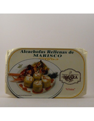 Alcachofas  rellenas de marisco Rosara lata 400 grs.